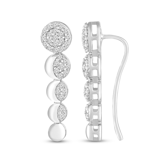 1/3 CT. T.w. Diamond Moon Stages Crawler Earrings in 10K White Gold