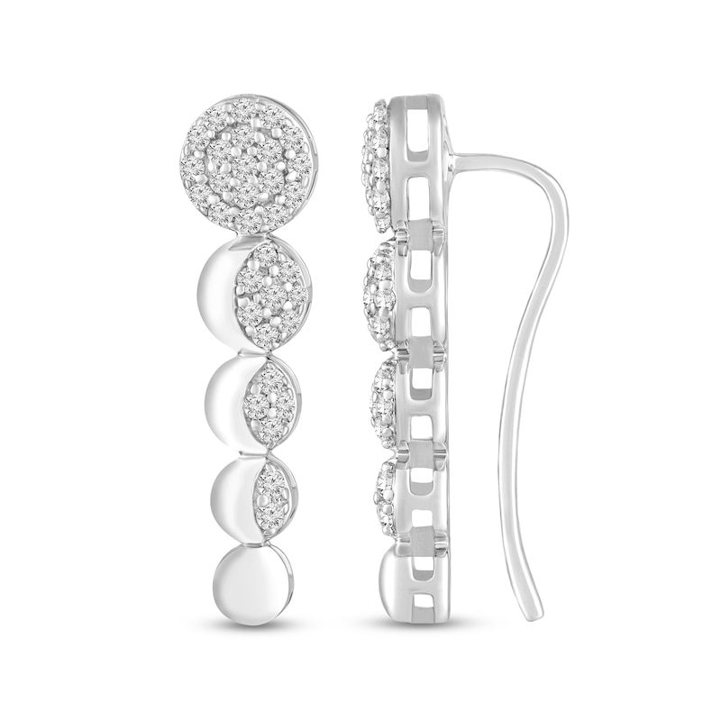 Main Image 1 of 1/3 CT. T.W. Diamond Moon Stages Crawler Earrings in 10K White Gold