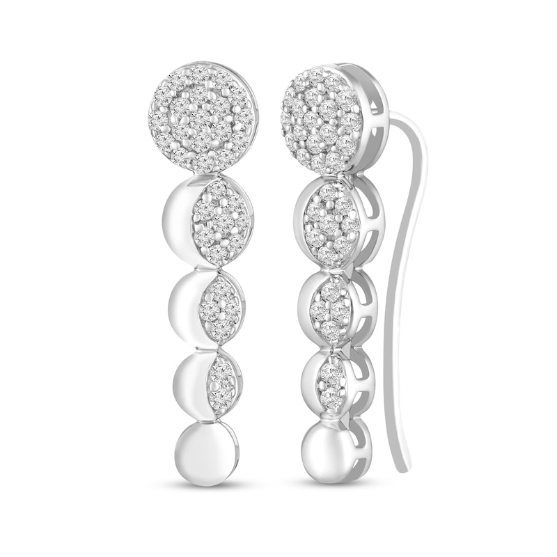 Main Image 2 of 1/3 CT. T.W. Diamond Moon Stages Crawler Earrings in 10K White Gold