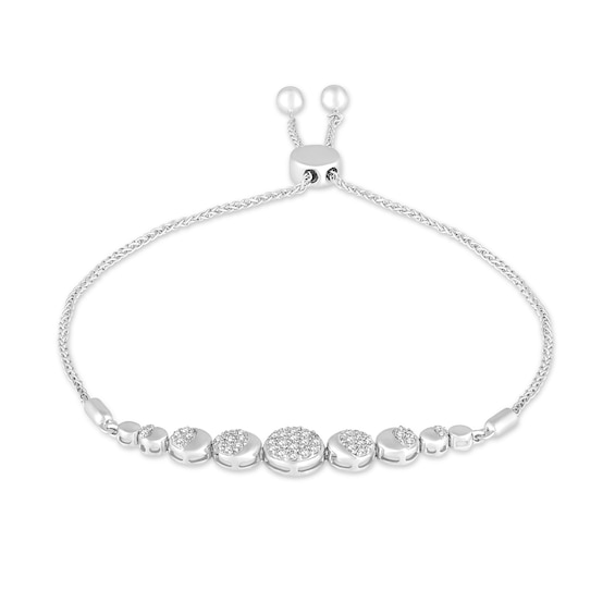 1/3 CT. T.w. Diamond Moon Stages Bolo Bracelet in 10K White Gold - 8.8"