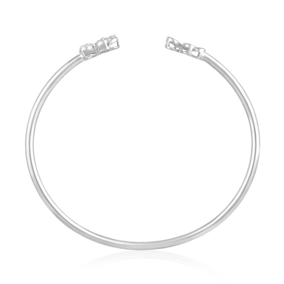 1/3 CT. T.w. Diamond Flower Open Bangle in 10K White Gold