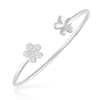 Thumbnail Image 2 of 1/3 CT. T.W. Diamond Flower Open Bangle in 10K White Gold