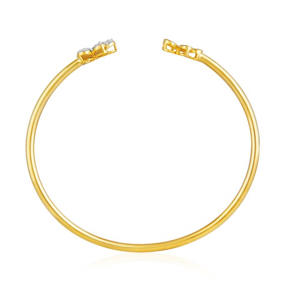 1/3 CT. T.w. Diamond Flower Open Bangle in 10K Gold