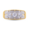Thumbnail Image 5 of 1 CT. T.W. Diamond Three Stone Satin Grid Ring in 10K Two-Tone Gold