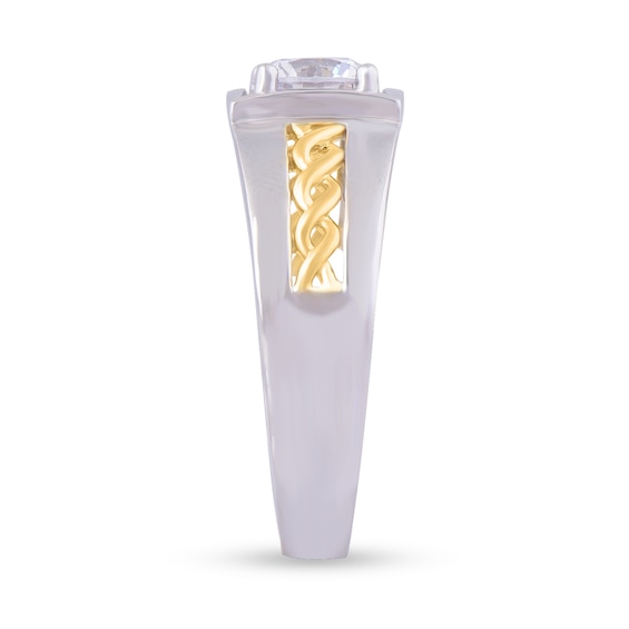 1 CT. T.w. Diamond Solitaire Braid Signet-Style Ring in 10K Two-Tone Gold