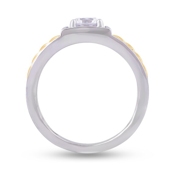 1 CT. T.w. Diamond Solitaire Braid Signet-Style Ring in 10K Two-Tone Gold