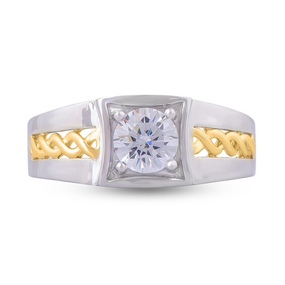 1 CT. T.w. Diamond Solitaire Braid Signet-Style Ring in 10K Two-Tone Gold