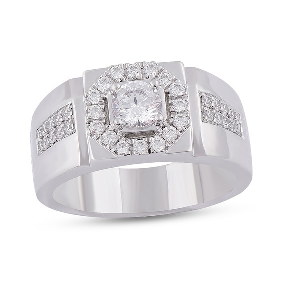 1 CT. T.w. Diamond Octagon Frame Signet-Style Ring in 10K White Gold