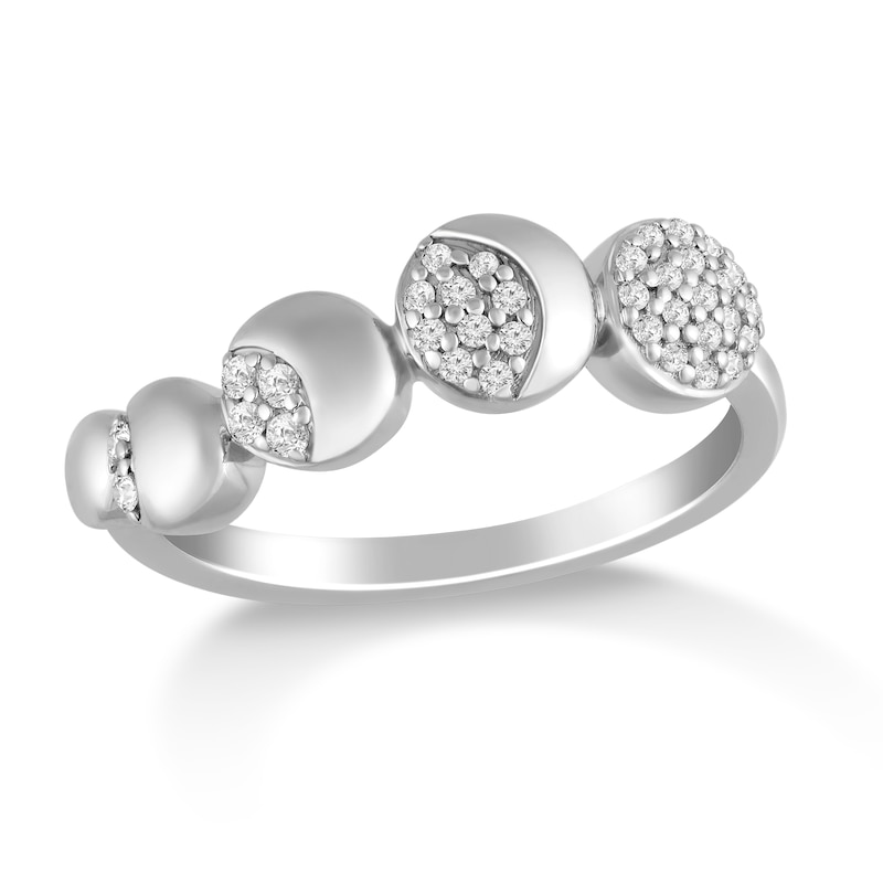 Main Image 4 of 1/5 CT. T.W. Diamond Moon Stages Ring in 10K White Gold