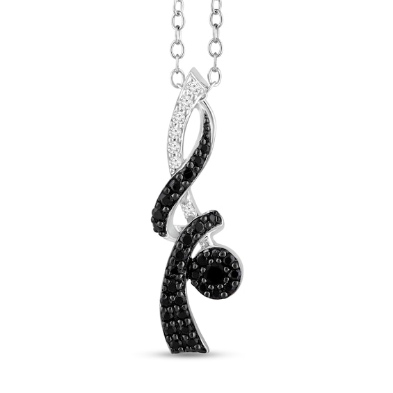 1/3 CT. T.w. Black and White Diamond Ribbon Wrap Pendant in 10K White Gold