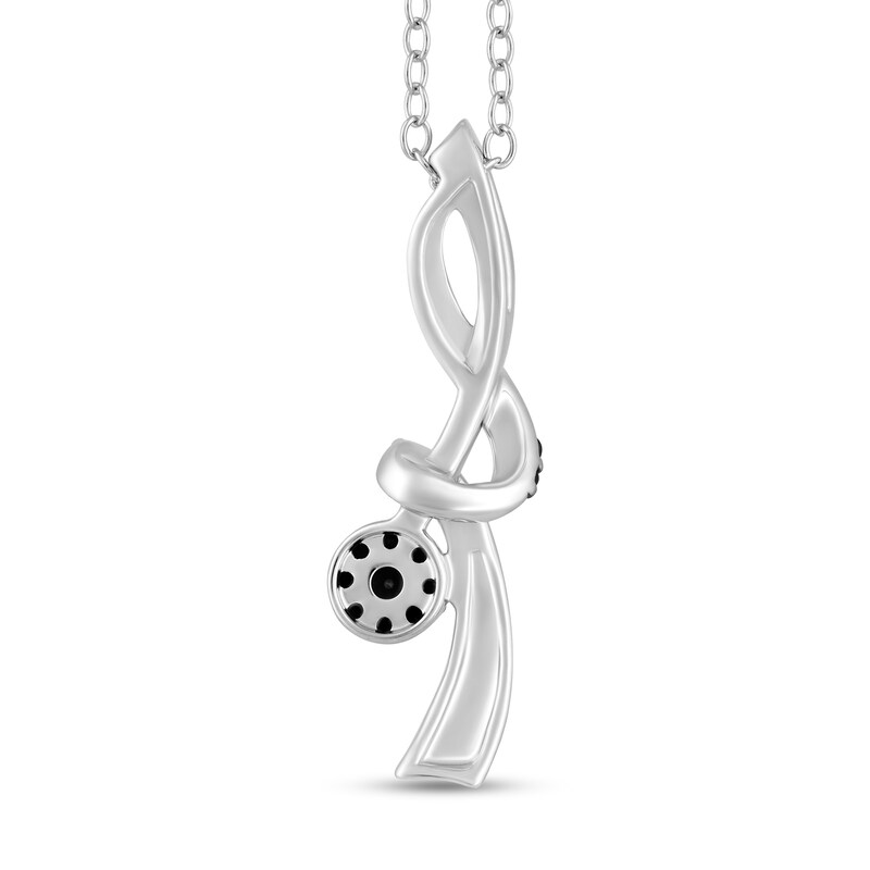 Main Image 2 of 1/3 CT. T.W. Black and White Diamond Ribbon Wrap Pendant in 10K White Gold