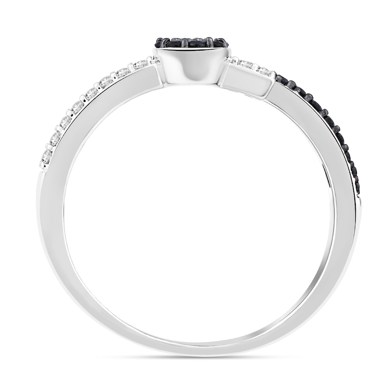 Main Image 2 of 1/3 CT. T.W. Black and White Diamond Bypass Open Ring in 10K White Gold