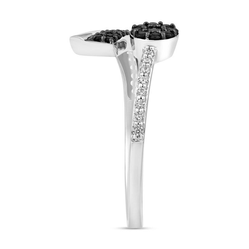 Main Image 3 of 1/3 CT. T.W. Black and White Diamond Bypass Open Ring in 10K White Gold