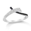 Thumbnail Image 4 of 1/4 CT. T.W. Black and White Diamond Ribbon Overlap Ring in 10K White Gold