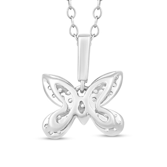 1/4 CT. T.w. Diamond Butterfly Drop Pendant in 10K White Gold