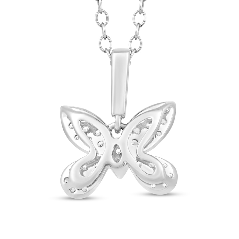 Main Image 2 of 1/4 CT. T.W. Diamond Butterfly Drop Pendant in 10K White Gold