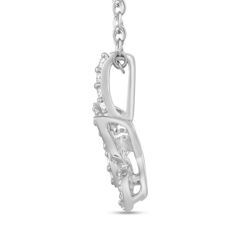 Main Image 3 of 1/4 CT. T.W. Diamond Butterfly Drop Pendant in 10K White Gold