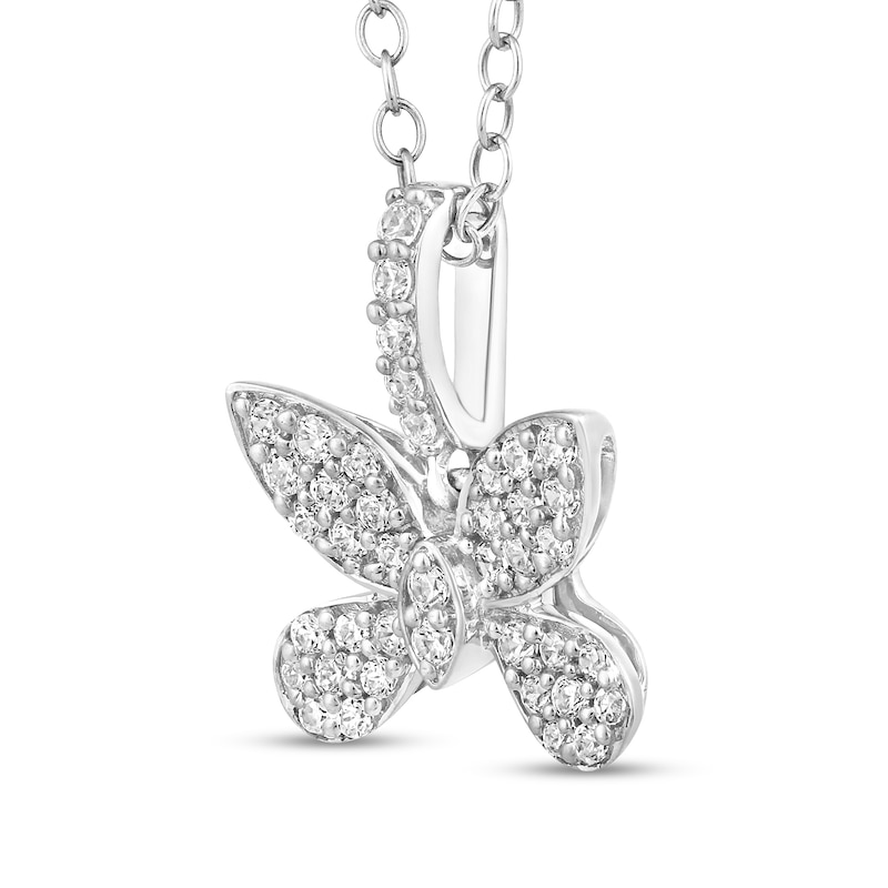 Main Image 5 of 1/4 CT. T.W. Diamond Butterfly Drop Pendant in 10K White Gold