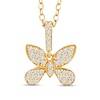 Thumbnail Image 1 of 1/4 CT. T.W. Diamond Butterfly Drop Pendant in 10K Gold