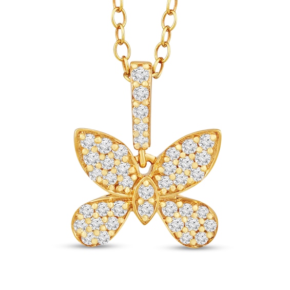 1/4 CT. T.w. Diamond Butterfly Drop Pendant in 10K Gold