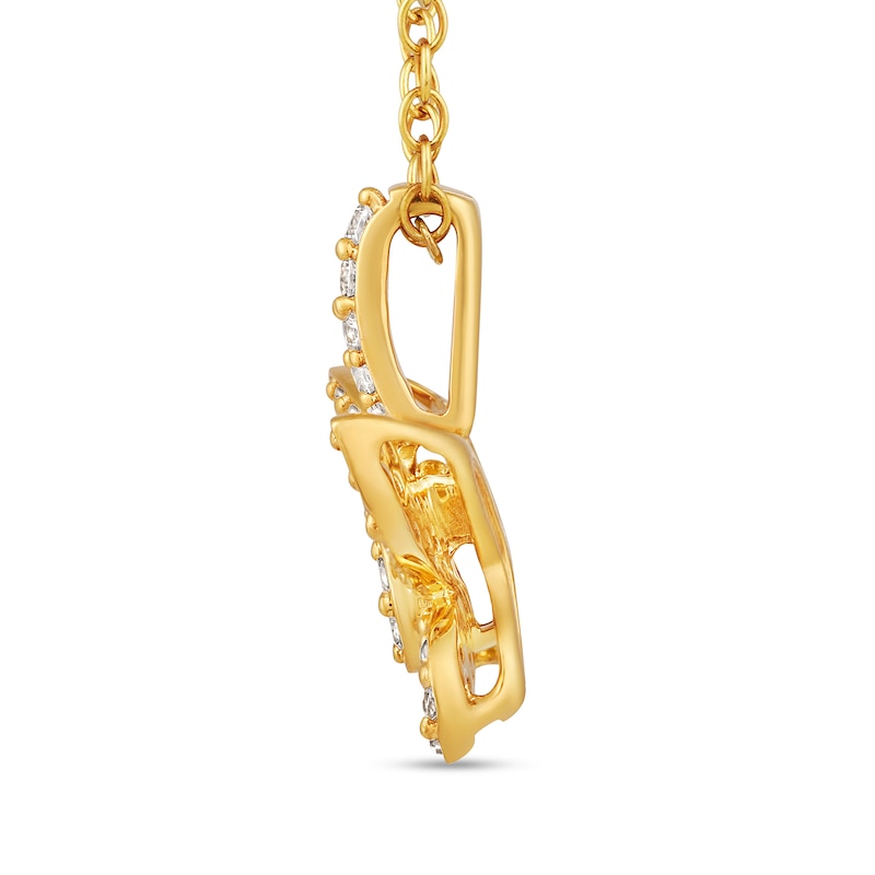 Main Image 3 of 1/4 CT. T.W. Diamond Butterfly Drop Pendant in 10K Gold