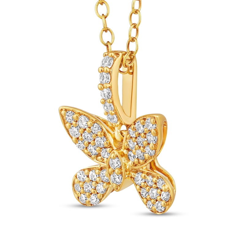 Main Image 5 of 1/4 CT. T.W. Diamond Butterfly Drop Pendant in 10K Gold
