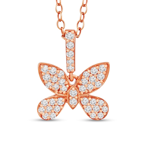 1/4 CT. T.w. Diamond Butterfly Drop Pendant in 10K Rose Gold