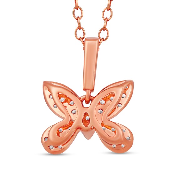 1/4 CT. T.w. Diamond Butterfly Drop Pendant in 10K Rose Gold