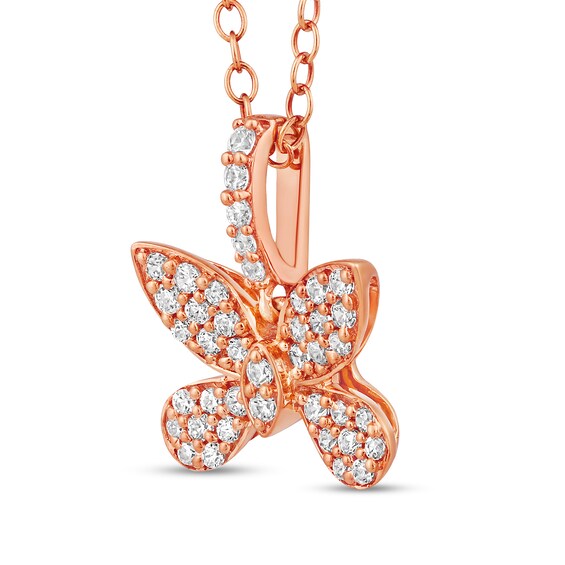 1/4 CT. T.w. Diamond Butterfly Drop Pendant in 10K Rose Gold