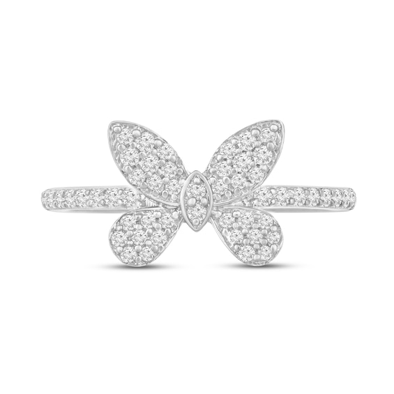 1/3 CT. T.w. Diamond Butterfly Ring in 10K White Gold
