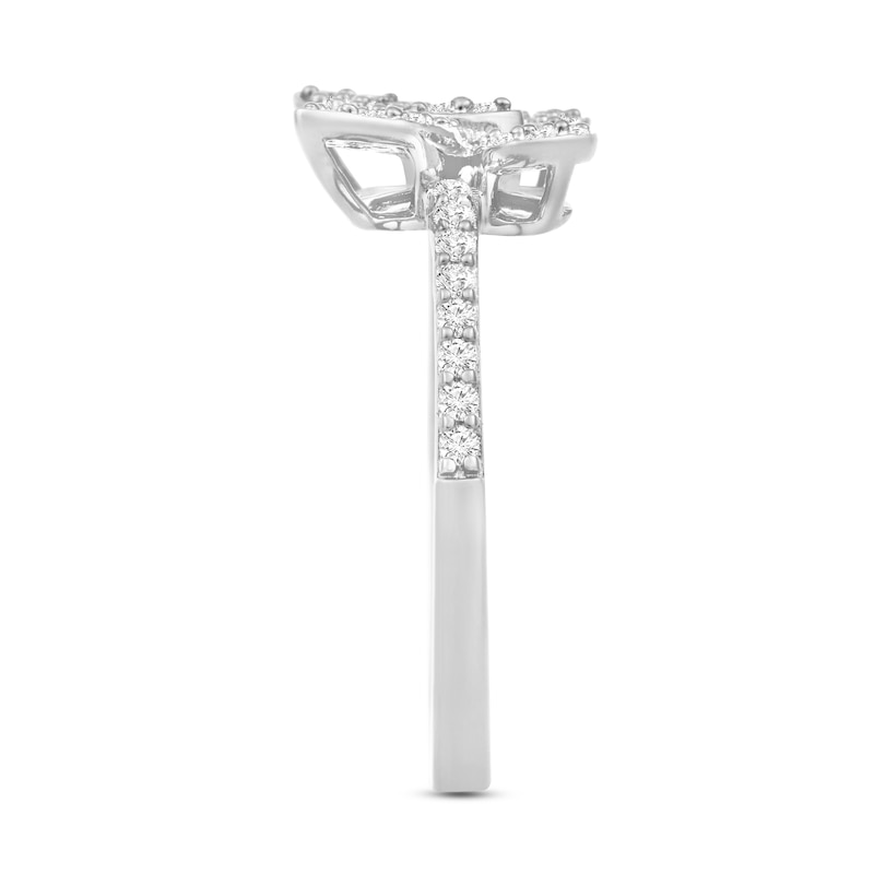 Main Image 3 of 1/3 CT. T.W. Diamond Butterfly Ring in 10K White Gold