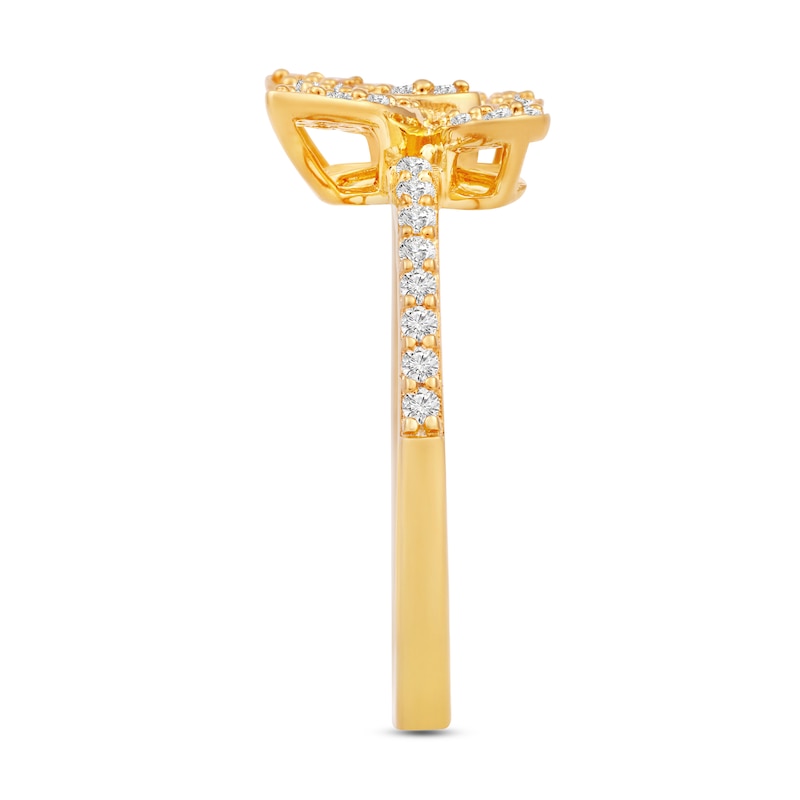 Main Image 3 of 1/3 CT. T.W. Diamond Butterfly Ring in 10K Gold