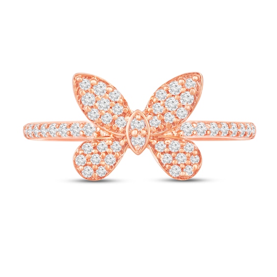 1/3 CT. T.w. Diamond Butterfly Ring in 10K Rose Gold