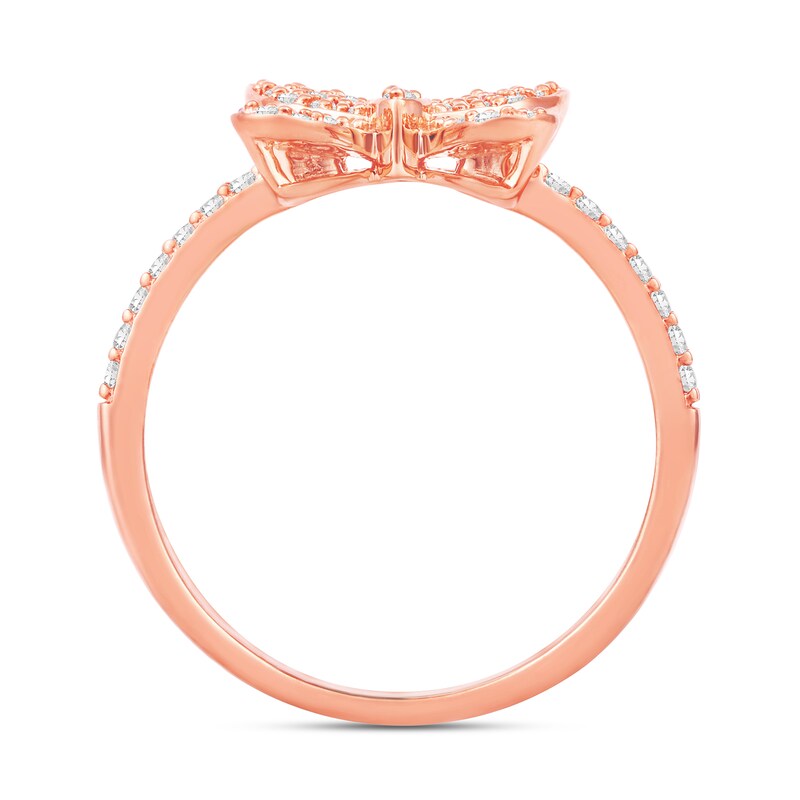 Main Image 2 of 1/3 CT. T.W. Diamond Butterfly Ring in 10K Rose Gold