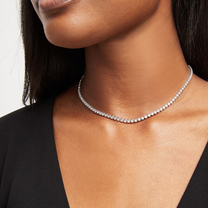 Main Image 2 of 4 CT. T.W. Lab-Grown Diamond Eternity Choker Necklace in 10K White Gold - 15.0"