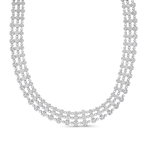 5 CT. T.w. Lab-Grown Diamond Triple-Row Flower Line Necklace in 10K White Gold