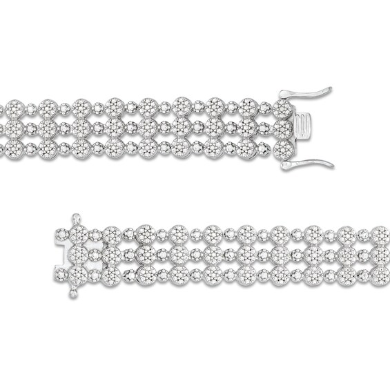 5 CT. T.w. Lab-Grown Diamond Triple-Row Flower Line Necklace in 10K White Gold