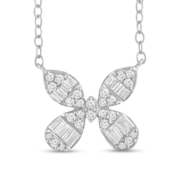 3/8 CT. T.W. Multi-Diamond Butterfly Necklace in 10K White Gold