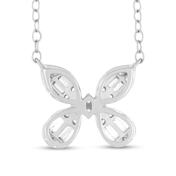 3/8 CT. T.w. Multi-Diamond Butterfly Necklace in 10K White Gold