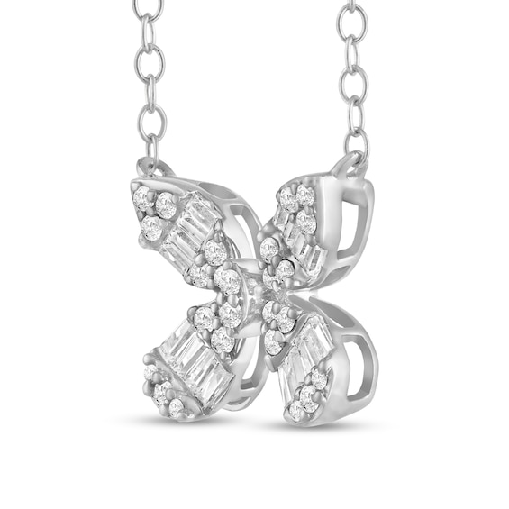 3/8 CT. T.w. Multi-Diamond Butterfly Necklace in 10K White Gold