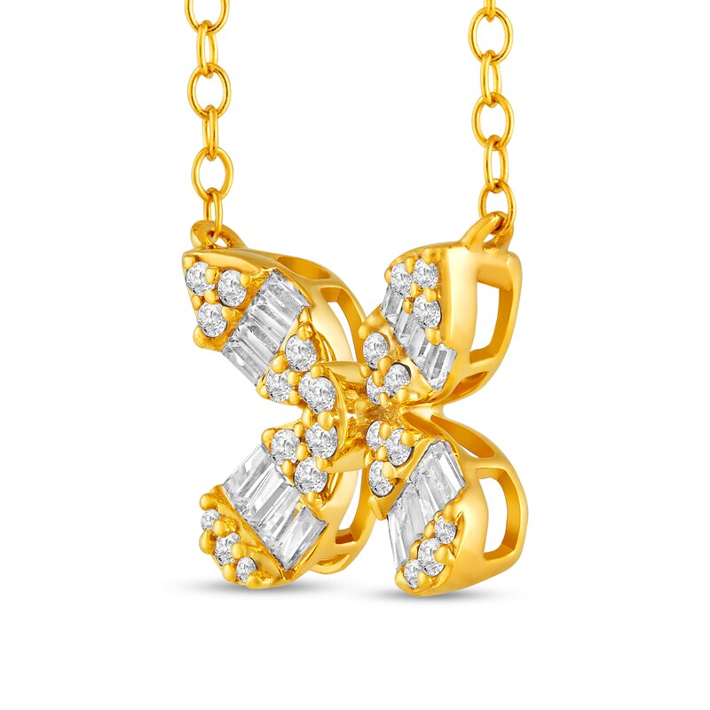 Main Image 5 of 3/8 CT. T.W. Multi-Diamond Butterfly Necklace in 10K Gold