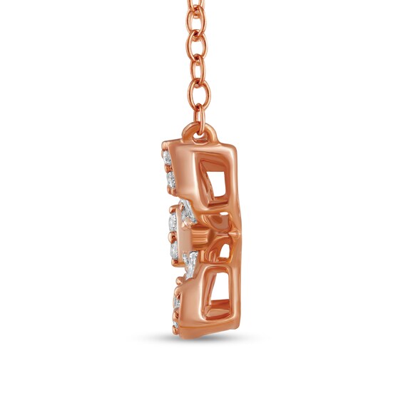 3/8 CT. T.w. Multi-Diamond Butterfly Necklace in 10K Rose Gold