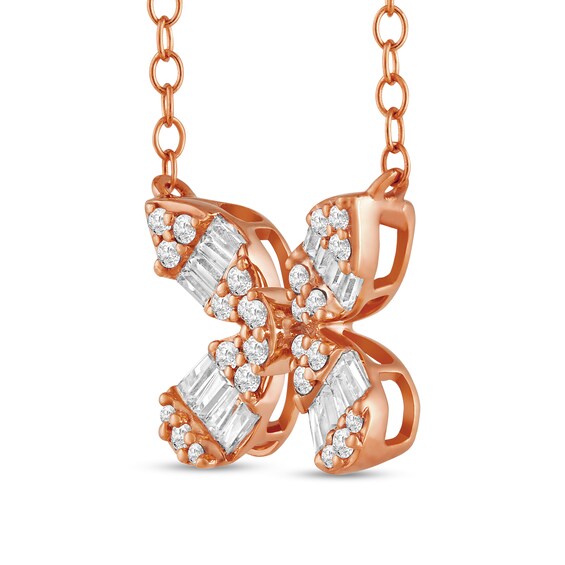 3/8 CT. T.w. Multi-Diamond Butterfly Necklace in 10K Rose Gold
