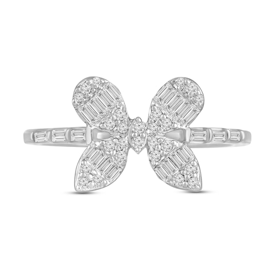 1/2 CT. T.w. Multi-Diamond Butterfly Ring in 10K White Gold