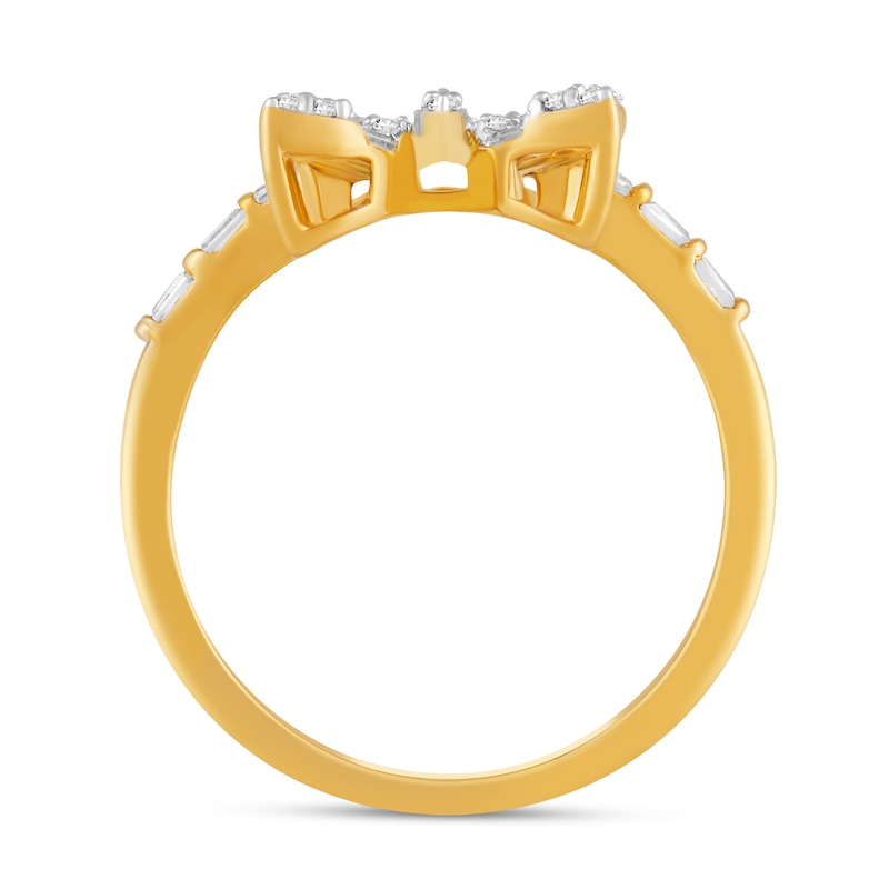 Main Image 2 of 1/2 CT. T.W. Multi-Diamond Butterfly Ring in 10K Gold