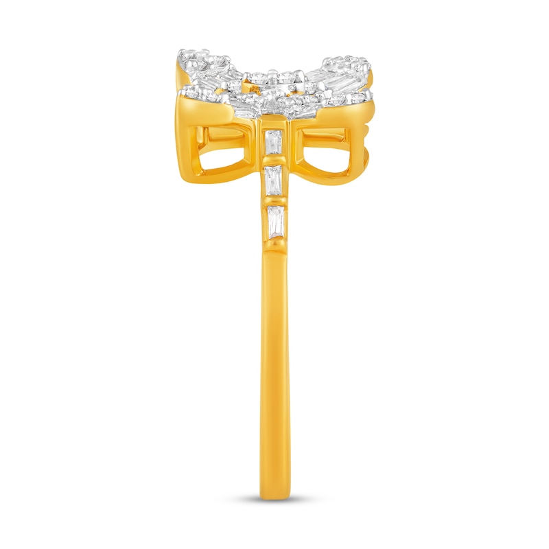 Main Image 3 of 1/2 CT. T.W. Multi-Diamond Butterfly Ring in 10K Gold