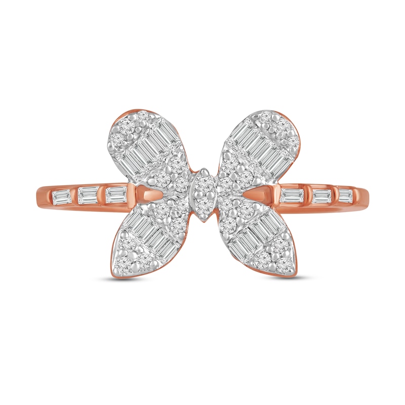 Main Image 1 of 1/2 CT. T.W. Multi-Diamond Butterfly Ring in 10K Rose Gold