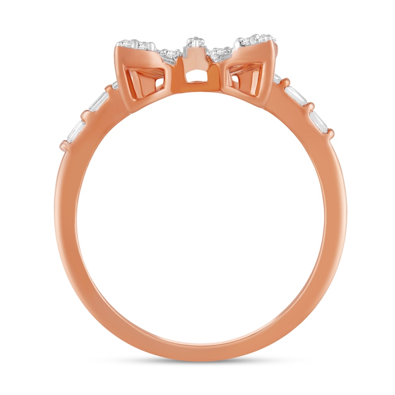 Main Image 2 of 1/2 CT. T.W. Multi-Diamond Butterfly Ring in 10K Rose Gold