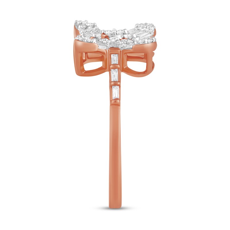 Main Image 3 of 1/2 CT. T.W. Multi-Diamond Butterfly Ring in 10K Rose Gold