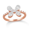 Thumbnail Image 4 of 1/2 CT. T.W. Multi-Diamond Butterfly Ring in 10K Rose Gold